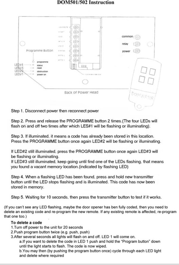 how to prgramme dominator ybs 2 remote